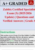 Zabbix Certified Specialist Exam &lpar;3&rpar; &lpar;2025&sol;2026 Update&rpar; &vert; Questions and Verified Answers &vert; Grade A
