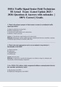 IMSA Traffic Signal Senior Field Technician III Actual   Exam  &lpar;Latest Update 2025 &sol; 2026&rpar; Questions & Answers with rationales  &vert; 100&percnt; Correct &vert; Grade