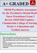 NR548 Psychiatric Assessment for the Psychiatric-Mental Health Nurse Practitioner Exam 2 Review &lpar;2025&sol;2026 Update&rpar; &ndash; Chamberlain College of Nursing &vert; Weeks 3&ndash;4 Questions and Verified Answers