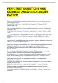 FEMA TEST QUESTIONS AND CORRECT ANSWERS ALREADY PASSED