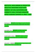 MISY5370- DATA MINING & PREDICTIVE ANALYTICS MIDTERM EXAM WITH CORRECT ACTUAL QUESTIONS AND CORRECTLY WELL DEFINED ANSWERS LATEST ALREADY GRADED A&plus; 2025 &ndash; 2026