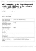 ASCP Hematology Review Exam fully solved & updated 2025-2026&lpar;latest version verified for accuracy&rpar;&vert; 20242025 Latest&excl;&excl;