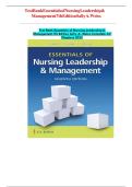 COMPLETE TEST BANK For Essentials Of Nursing Leadership & Management Seventh Edition By Sally A&period; Weiss Edd APRN FNP-C CNE ANEF &lpar;Author&rpar; Latest Update