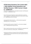CFCM Study Questions Test &lpar;Latest 2025 &sol; 2026 Update&rpar; Actual Questions and Verified Answers &vert; 100&percnt; Correct &vert; Grade A&plus; COMPLETE