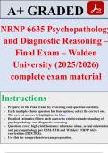 NRNP 6635 Psychopathology Diagnostic Reasoning Bundle Actual Exam 2026&sol;2027 &ndash; A&plus; Graded &vert; Detailed Rationales &ndash; 100&percnt; Verified &ndash; Pass Guaranteed