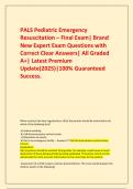  PALS Pediatric Emergency Resuscitation &ndash; Final Exam&vert; Brand New Expert Exam Questions with Correct Clear Answers&vert; All Graded A&plus;&vert; Latest Premium Update&lpar;2025&rpar;&vert;100&percnt; Guaranteed Success&period;