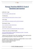 Portage Nutrition BIOD121 Exam 6  Questions and Answers