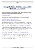 Portage Nutrition BIOD121 EXAM Questions and Answers