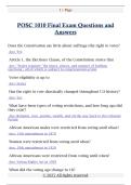 POSC 1010 Final Exam Questions and  Answers