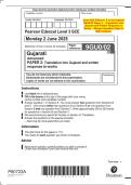 June 2025 Edexcel&colon; A Level Gujarati 9GU0&sol;02 Paper 2 &ndash; Translation into Gujarati and Written Response to Works &ndash; Merged Question Paper & Mark Scheme