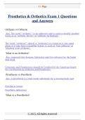 Prosthetics & Orthotics Exam 1 Questions  and Answers 