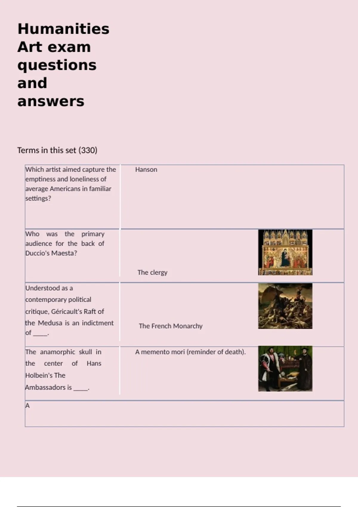 Humanities Art exam questions and answers Terms in this set (330) Which ...