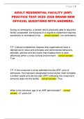 ADULT RESIDENTIAL FACILITY &lpar;ARF&rpar;  PRACTICE TEST 2025&sol; 2026 BRAND NEW  OFFICIAL QUESTIONS WITH ANSWERS&period; 