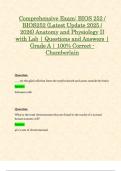 Comprehensive Exam&colon; BIOS 252 &sol; BIOS252 &lpar;Latest Update 2025 &sol; 2026&rpar; Anatomy and Physiology II with Lab &vert; Questions and Answers &vert; Grade A &vert; 100&percnt; Correct - Chamberlain