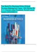 TEST BANK FOR BUSINESS ETHICS ETHICAL DECISION MAKING AND CASES, 13TH EDITION BY O. C. FERRELL, JOHN FRAEDRICH, FERRELL LATEST UPDATE 2025/2026 A+