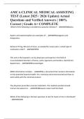 AMCA CLINICAL MEDICAL ASSISTING TEST &lpar;Latest 2025 &sol; 2026 Update&rpar; Actual Questions and Verified Answers &vert; 100&percnt; Correct &vert; Grade A&plus; COMPLETE