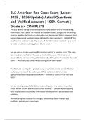 BLS American Red Cross Exam &lpar;Latest 2025 &sol; 2026 Update&rpar; Actual Questions and Verified Answers &vert; 100&percnt; Correct &vert; Grade A&plus; COMPLETE