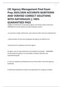 CIC Agency Management Final Exam Prep 2025&sol;2026 ACCURATE QUESTIONS AND VERIFIED CORRECT SOLUTIONS WITH RATIONALES &vert;&vert; 100&percnt; GUARANTEED PASS 