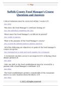 Suffolk County Food Manager's Course Questions and Answers