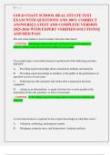 GOLD COAST SCHOOL REAL ESTATE TEST  EXAM WITH QUESTIONS AND 100&percnt; CORRECT  ANSWERS&vert;&vert; LATEST AND COMPLETE VERSION  2025-2026 WITH EXPERT VERIFIED SOLUTIONS&vert;&vert;  ASSURED PASS