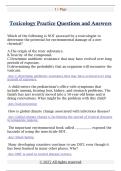 Toxicology Practice Questions and Answers 