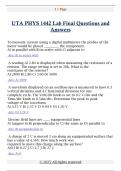 UTA PHYS 1442 Lab Final Questions and  Answers