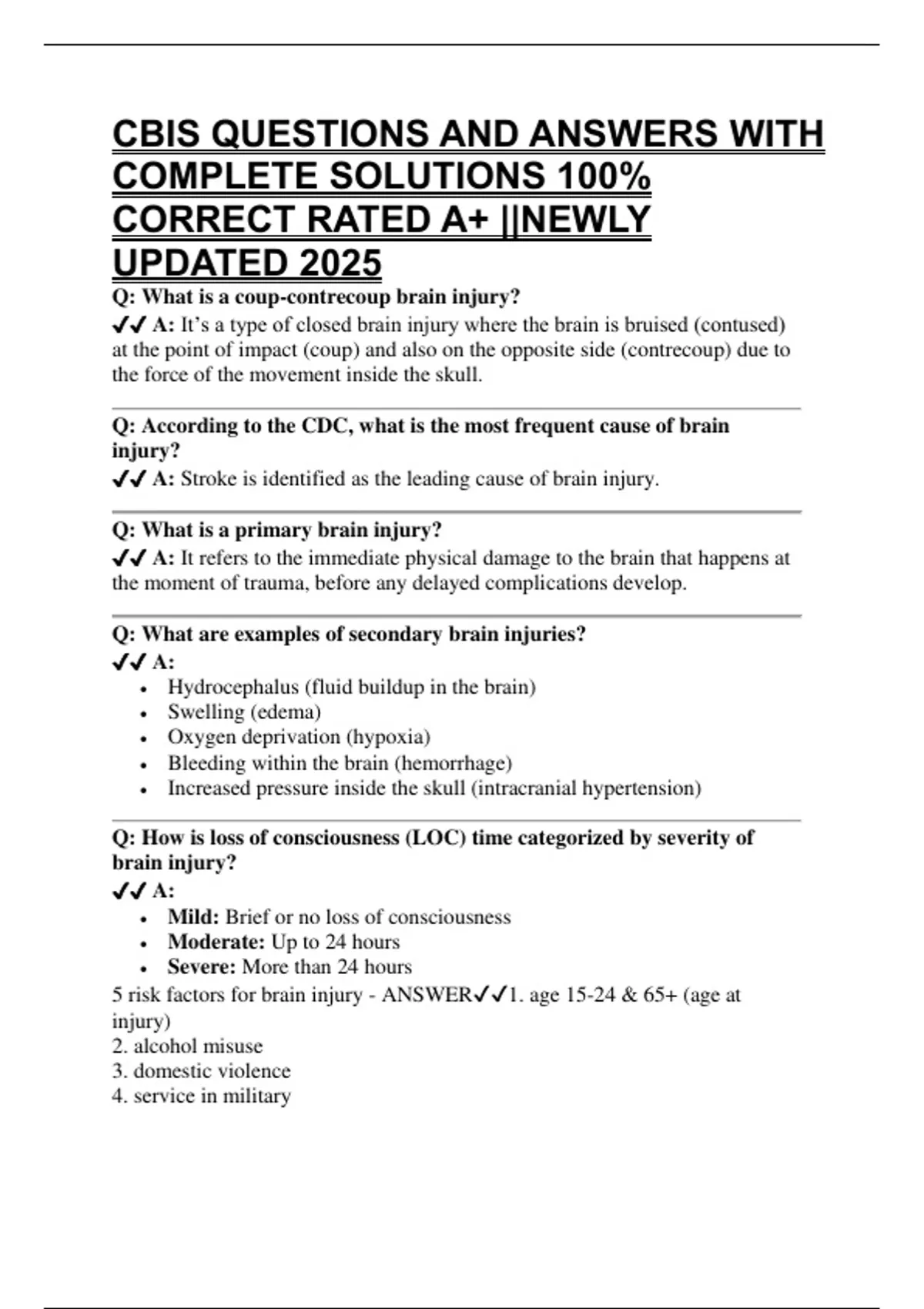 CBIS QUESTIONS AND ANSWERS WITH COMPLETE SOLUTIONS 100% CORRECT RATED ...
