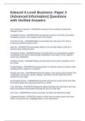 Edexcel A Level Business&colon; Paper 3 &lpar;Advanced Information&rpar; Questions with Verified Answers