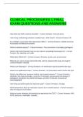 CLINICAL PROCEDURES 1 FINAL EXAM QUESTIONS AND ANSWERS