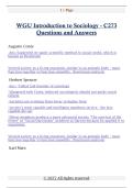 WGU Introduction to Sociology - C273  Questions and Answers 