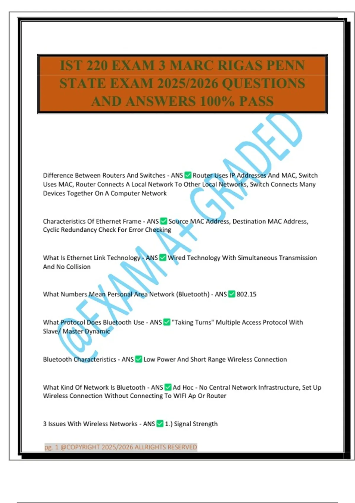 IST 220 EXAM 3 MARC RIGAS PENN STATE EXAM 2025/2026 QUESTIONS AND ...