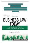 Solution and Answer Guide for Business Law Today - The Essentials Text & Summarized Cases&comma; Cengage&comma; 13th Edition&comma; by Roger LeRoy Miller&comma; Verified Chapters 1 - 25&comma; Complete Newest Version