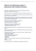 AQA A Level Business paper 2 Questions with Verified Answers