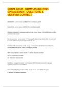 CRCM EXAM - COMPLIANCE RISK MANAGEMENT QUESTIONS & VERIFIED CORRECT