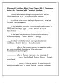 History of Psychology Final Exam Chapter 11-19 Athabasca University Questions With Complete Solutions