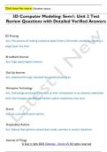3D Computer Modeling&colon; Sem1&colon; Unit 2 Test  Review Questions with Detailed Verified Answers