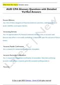 AUD CPA Glossary Questions with Detailed  Verified Answers