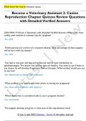 Become a Veterinary Assistant 2&colon; Canine  Reproduction Chapter Review Questions with  Detailed Verified Answers