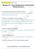 Biology 181 - Exam &num;4 Questions with Detailed  Verified Answers