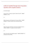 California Qualified Manager Exam Preparation Questions with complete solutions