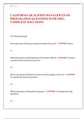 CALIFORNIA QUALIFIED MANAGER EXAM PREPARATION QUESTIONS WITH 100- COMPLETE SOLUTIONS 