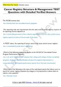 Cancer Registry Structure & Management TEST  Questions with Detailed Verified Answers 