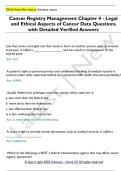 Cancer Registry Management Chapter 4 - Legal  and Ethical Aspects of Cancer Data Questions  with Detailed Verified Answers 