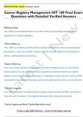 Cancer Registry Management HIT 109 Final Exam  Questions with Detailed Verified Answers 