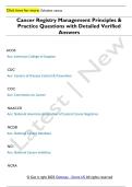 Cancer Registry Management Principles &  Practice Questions with Detailed Verified  Answers 