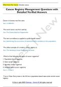Cancer Registry Management Questions with  Detailed Verified Answers
