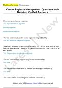 Cancer Registry Management Questions with Detailed Verified Answers