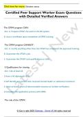 Certified Peer Support Worker Exam Questions  with Detailed Verified Answers 