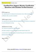 Certified Peer Specialist Exam Questions with Detailed Verified Answers