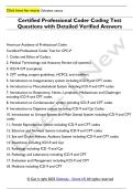 Certified Professional Coder Coding Test  Questions with Detailed Verified Answers